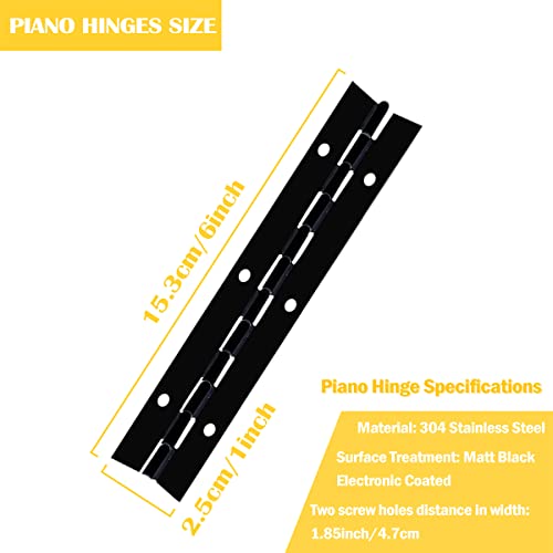 6 Pcs Piano Hinge For Cabinet, 6 Inch Black Stainless Steel Continuous Folding Hinges With Mounting Screws, For Doors, Cabinets, Window #TOP1