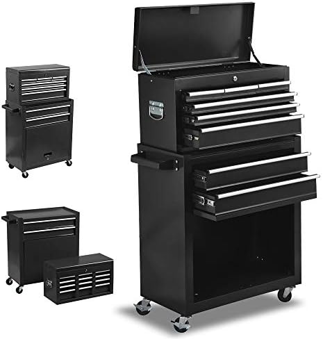 High Capacity 8-Drawer Rolling Tool Chest, Tool Chest Tool Cabinet, Removable Portable Tool Box Organizer with Lock, Tool Box with Sliding Drawers and 4 Wheels, Tool Chest for Workshop Garage (Blue,8 Drawers)