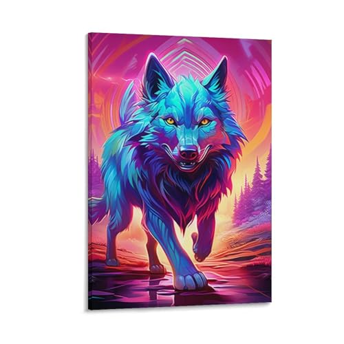 Tableau loup de décoration murale en toile moderne VSFCRQRQ pour chambre et couloir 30x45cm