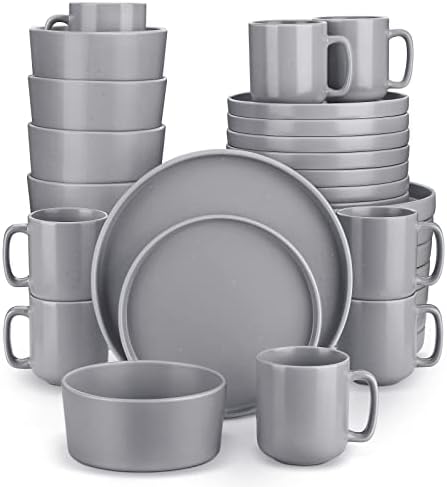 vancasso Aria Dinne Sets, Teal & Black Dipped Glaze Crockery Set, 16 Pieces Plates and Bowls Set with 10.2in Dinner Plate, 8in Dessert Plate, 860ml Pasta Bowl and 360ml Mug, Service for 4