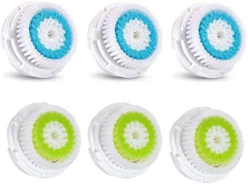 Compatible Replacement Facial Cleansing Brush Heads Replacements (6PC Blue+Green)