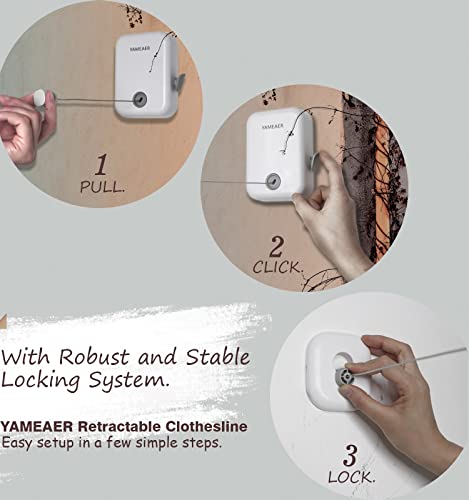 Yameaer Retractable Clothesline Indoor Outdoor Clothes Line, Heavy Duty Clothes Drying Laundry Line, Retracting Hanging Clothing Drying Rack, With Lock To Prevent Sagging #TOP2