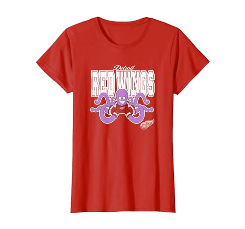 Detroit Red Wings Al The Octopus Mascot Officially Licensed T-Shirt, Women, Red, Large