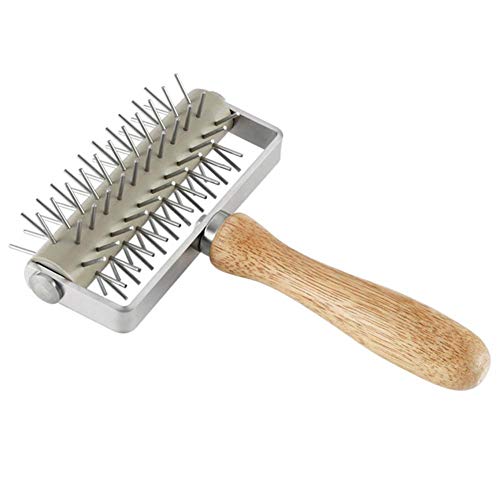 Stipproller Teiglüfter Stippwalze Teigigel Aus Edelstahl Mit Haltbar Holzgriff Backhilfe Zum Perforieren Von Teigböden Für Pizza, Quiche, Pizza, Brot Und Kuchen Cover