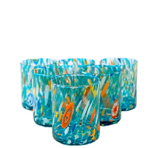 MurArt Bicchieri di Murano Set da 6 bicchieri da 300ml Collezione Tower in vetro soffiato a mano in lavorazione artigianale Made in Italy