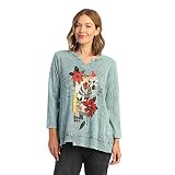 Jess & Jane Mineral Washed V-Neck Cotton Jersey Slub Tunic - M26