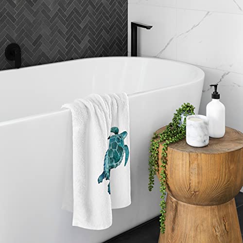 Alaza Ocean Vintage Sea Turtle Hand Towels For Bathroom Set Of 2,Coastal Beach Bath Towel Decorative Finger Towel 100% Cotton Soft Absorbent Face Towel, 15.5X29.5 Inch #TOP2