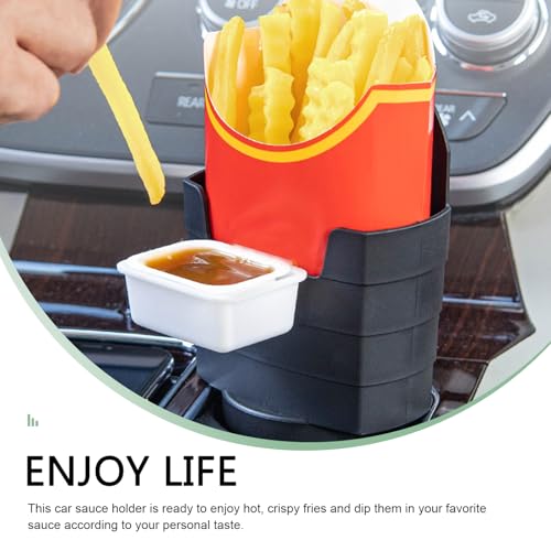 Portavasos para papas fritas con soporte para salsa negro miniatura 6