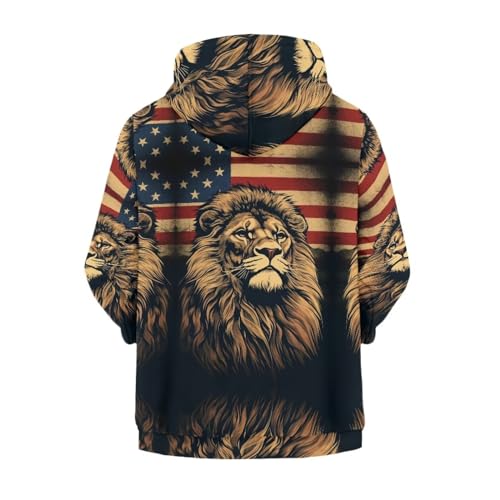 Patriotic Theme Animal Hoodies for Boys Loose Fit Comfort Soft Graphic Zip Up Hoodie with Pockets2