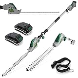 Gracious Gardens Cordless Hedge Trimmer Long Reach 18V Lithium-Ion, 2.45m Telescopic Hedge Trimmer Cordless Hedge Cutter with 2x Batteries, Shoulder Strap and Charger Included
