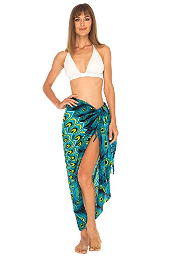 SHU-SHI Womens Sarong Beach Swimsuit Cover Ups Wrap Bikini Coverup Mandala Peacock & Clip2