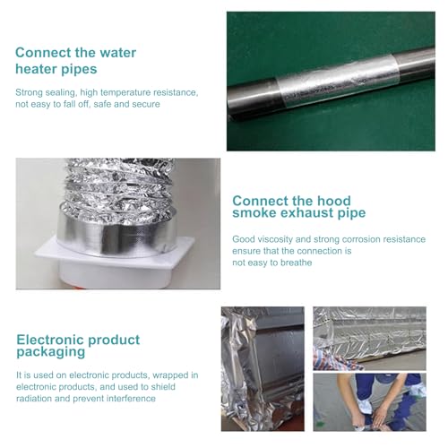 Naseom Hitzebeständiges Wasserdichtes Alu Klebeband Verstärktes Selbstklebeband, 20 m x 48 mm, Selbstklebend Aluminiumband Glasfaser Aluminiumfolie zum Reparieren Isolieren Abdichten