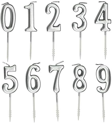 Geburtstagskerzen Zahlen 12 - 3D Metall-Look, Blau, Mit Deko Für Torte & Kuchen