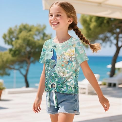 Summer Short Sleeve Shirts Tie Front Tops Crewneck Blouses3