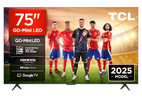 Tcl 75q6c 75 Qd-Mini Led Smart Tv, 4k Hdr Premium 1000nits, Con Google Tv Dolby Vision Iq Y Atmos, Sistema De Sonido Onkyo 2.1, 144 Hz Motion Clarity Pro, Control Por Voz Manos Libres