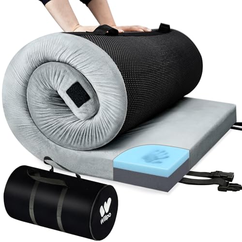 Willpo CertiPUR-US Memory Foam Campingmatratze mit Reisetasche und 2 austauschbaren Bezügen, leichtes tragbares Schlafkissen für Zelte,...