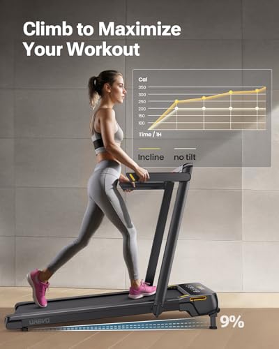 Image of Smart Treadmill with 9% Auto Incline, Hiking and Running Walking Pad Treadmills for Home Office, Treadmill with UREVO APP, AI Powered Music Course, HIIT Programs Synced to Scenic Route, One-Click Mute