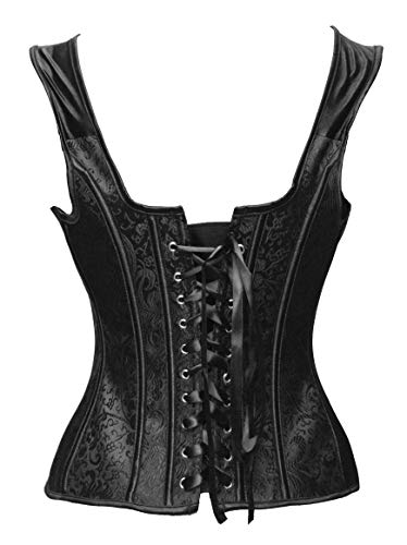 Bslingerie Womens Waist Cincher Bustier Boned Corset (XXL, Black Strap) - Thumbnail 2