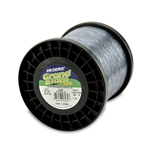 Hi-Seas Grand Slam Monofilament Line, 50 lb / 22.6 kg Test, .028 in / 0.70 mm Dia, Smoke Blue, 1060 yd / 969 m