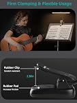 Vekkia Professional Rechargeable 88 LED Music Stand Lamp Folding Clip Lamp Eye Protection 5 Brightness and 2 Temperature Settings