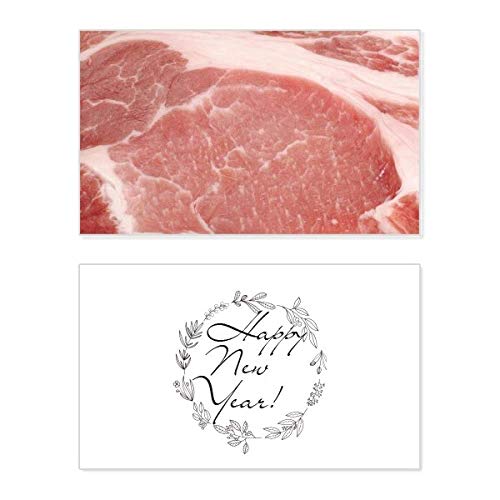Tarjeta de Año Nuevo divertida con textura de carne cruda de cerdo para regalo