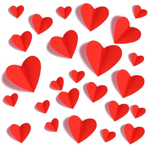 Lot de 60 Autocollants Muraux 3D en Forme de Cœur pour la Saint-Valentin Romantique Décoration...