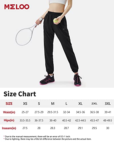 Mello Women's Jogger Pants With Zipper Pockets - Drawstring Track Pant Quick Dry Lightweight - Athletic Tapered Casual Pants For Hiking Black Size L #TOP5