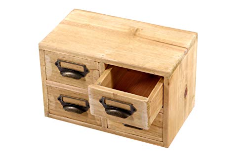 Petit meuble 4 tiroirs de rangement en bois rustique compact - 3
