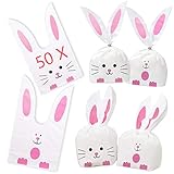【Juego de Bolsas de Regalo de Conejito】: Bolsas de dulces de conejo de 50 piezas en 2 patrones de Pascua.