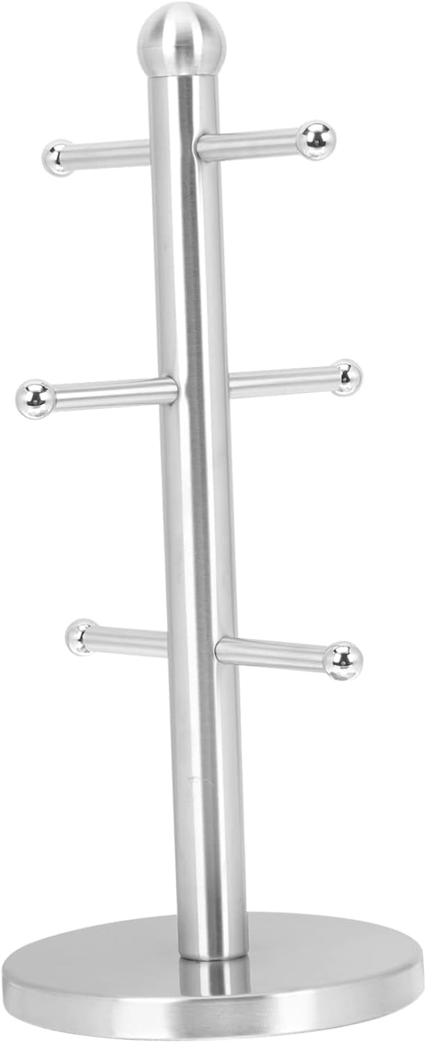 PRETYZOOM Mug Tree Organizer Stand Stainless Cup Holder for Countertop Space Saving Design with Smooth Edges for Tea and Coffee Mugs Versatile Storage