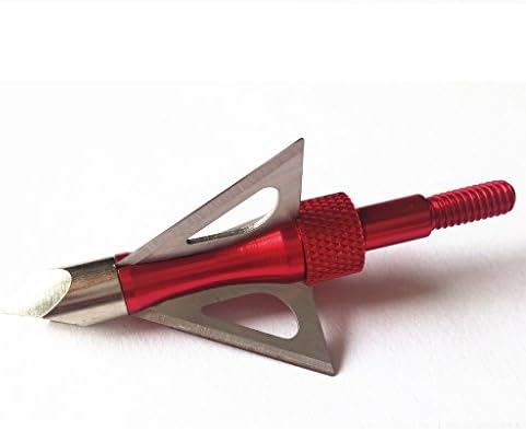 3 Razor Sharp Blade Arrowheads Fixed 100 Grain Archery Broadheads for Compound Recurve Bow Hunting Arrow Tips and Crossbow Bolts (6PK Red)