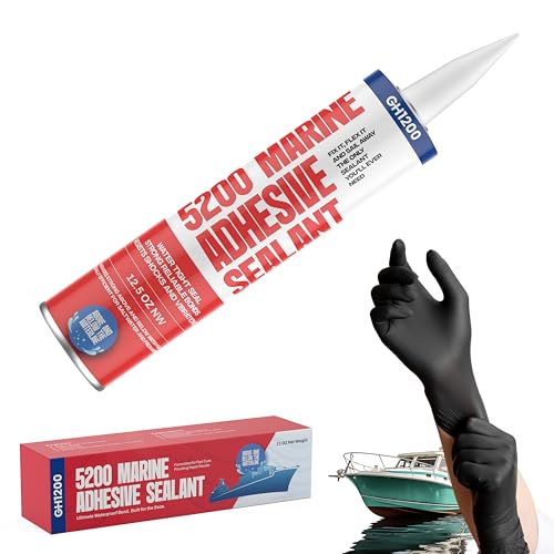 GH1200 5200 Marine Sealant White - 12.5 Oz Smoothly Dispenses Marine Adhesive with Caulk - Above & Under Water Sealant - Marine Glue Waterproof & UV Resistant - Fast Curing Permanent Seals