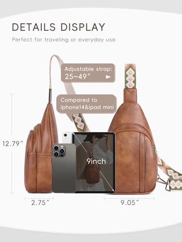 CLUCI Crossbody Bags, Sling Bags, Cross Body Bag - Leather Backpack for Women - Casual Daypack for Travel - Brown