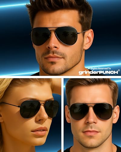 Image of grinderPUNCH Polarized Aviator Sunglasses Men Women 70s Retro Costume UV400