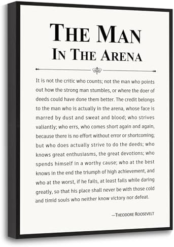 Howwii Inspirational Wall Art Office Decor The Man in the Arena M...