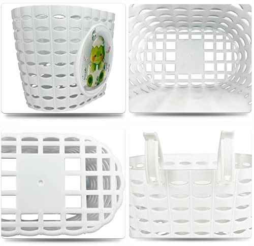 Yeloyolker Kids Bike Basket With Bell, Cute Bicycle Front Handlebar Basket For Girls, Toddlers, Children, Portable Plastic Tricycle Basket For School, Outdoor, Cycling (White) #TOP1