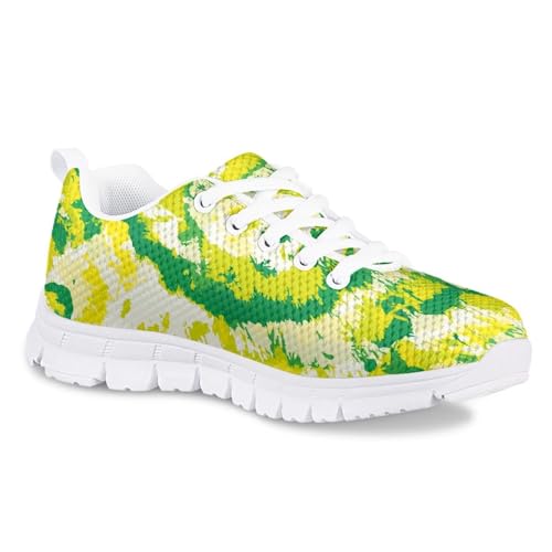 SYtrade Green Tie Dye Lace-up Tennis Sneakers Breathable Mesh Sports Shoes Kids Fashion Athletic Casual Shoes