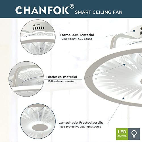 Chanfok Flush Mount Low Profile Ceiling Fan With Light Dimmable Work With Alexa/Google Home For Bedroom/Kitchen/Living Room #TOP6
