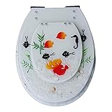 ❤ Aspecto hermoso: los materiales dentro de la tapa del inodoro están incrustados con objetos reales, con más textura. El diseño único agrega belleza a la apariencia general del inodoro, haciendo que todo su baño sea más cómodo y hermoso.