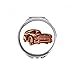 Deep Red Classic Cars Pattern Outline Hand Compact Mirror Round Portable Pocket Glass