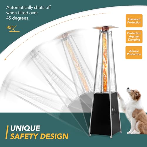 Pamapic 8560 Patio Heater With Cover, 48,000 Btu Pyramid Flame Outdoor Heater Quartz Glass Tube Propane Heater thumb #4