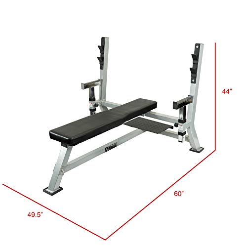 Valor Fitness BF-48 Olympic Weight Bench Press Station with Adjustable Safety Catches and Spotter Stand