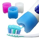 Chrome Cherry SqueezMe Self-Closing Toothpaste Caps, Silicone Lid for Kids & Adults, No Mess Toothpaste Dispenser, Easy Squeezer Cap for Tubes, Bathroom Accessory, Self-Standing Mix, Pack of 3