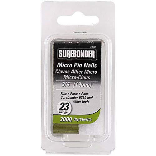 Surebonder Pin Nails, 3/4" Length, 23 Gauge, Headless Pins, 3000 per box (23034)