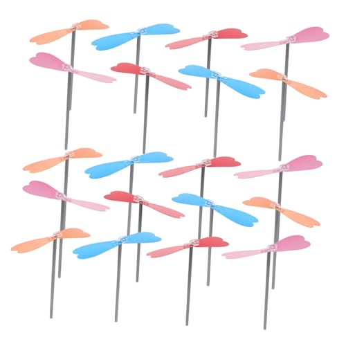 KONTONTY 20 Pièces Flying Dragonfly Hand Helicopter Toys for Children DIY Outdoor Educational Flying Propeller Set for Birthday Party and Creative Play