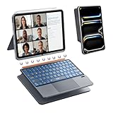 WIWU iPad Pro 11 inch Keyboard Case M4/M5 2024/2025 Magnetic Detachable 3 in 1 Case Bluetooth Case Keyboard Adjustable Stand 7 Colors Backlit Keys with Touchpad (Grey, iPad Pro 11"(M4/M5 2024/2025))