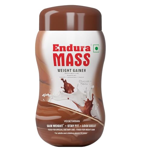 Endura Mass Weight Gainer Powder 500 G Chocolate Flavour | Unique Blend Of 3 Sources Of Protein, Carbs, Vitamins & Essential Minerals | Ideal For Children Above 10 Years, Men, Women & Athletes