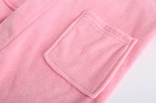 E.w Apparel Kids Boys Girls Hooded Towelling Bathrobe Dressing Gown 100% Cotton Terry Towel Soft Terry Cloth Robe 5-16 Years(Pink,15-16 Years) #TOP4