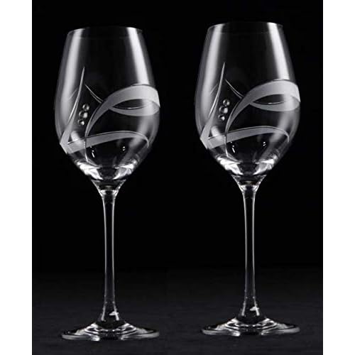 Juego de 2 copas de cristal galaxy de vino blanco cortadas a mano decoradas con elementos de Swarovski