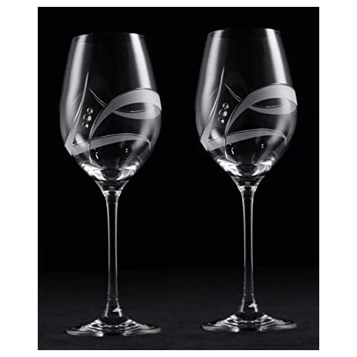 Juego de 2 copas de cristal galaxy de vino blanco cortadas a mano decoradas con elementos de Swarovski